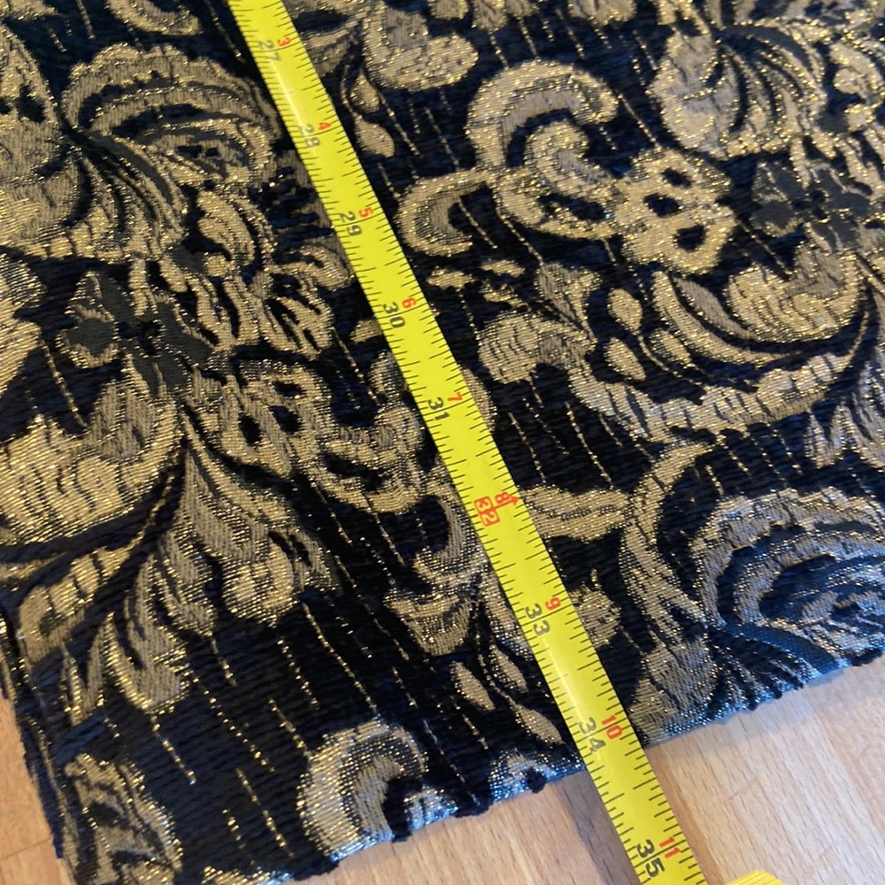 Shimmering gold & black empire waist jacquard dress w/ satin trim size 6 - Picture 13 of 16